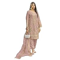Elegant Indian Organza Silk Heavy Embroidered Pakistani Stitched Suit Pant Set Girls Wear Muslim Salwar Kameez316a