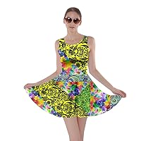 CowCow Womens Flower Floral Vintage Patchwork Summer Casual Party Skater Dress,XS-5XL