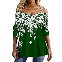 Women's Cold Shoulder 2023 Casual Tops Long Sleeve Sexy V Neck Chain Linked Shirts Trendy Cute Dressy Tunic Blouses