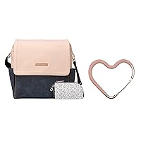 Petunia Pickle Bottom Boxy Diaper Bag Backpack (Indigo Blush) & Oh My Heart Stroller Hook (Blush/Rose Gold) Bundle | Diaper Bag Backpack for Parent's | For Strollers or Shipping Carts