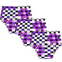 Squared Purple Black Baby Cotton Training Pants 3 Pcs Toddler Potty Training Underwear for Little Boys Girls 2T