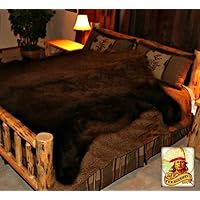Large Bear Skin Rug - Shag - Faux Fur - Bedspread - Blanket - Throw - Brown - Fur Accents - USA (6'x8')
