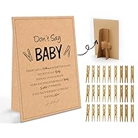 Minimalist Don't Say Baby Game (1 Sign And 50 Mini Natural Clothespins) Don't Say Baby Baby Shower Game, Baby Shower Decorations, Baby Shower Games Gender Neutral, Modern Minimalist, Kraft (2DS23)