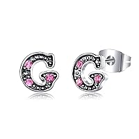 Hypoallergenic Initial Stud CZ Earrings for Daughter