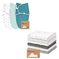 KeaBabies 3-Pack Baby Swaddle Sleep Sacks and 6-Pack Baby Burp Cloths for Baby Boys and Girls - Organic Newborn Swaddle Sack, Large Baby Burp Cloths, Burping Cloths for Babies