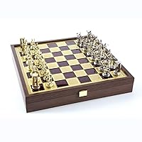 Minoan Period Brass-Nickel Chess Set - Wooden case Red Brass Board