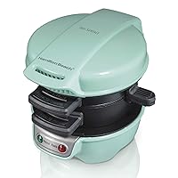 Hamilton Beach Breakfast Sandwich Maker with Egg Cooker Ring, Customize Ingredients, Perfect for English Muffins, Croissants, Mini Waffles, Perfect White Elephant Gifts, Mint (25482)