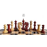 Danum Luxury Chess Pieces Set in BudRose (Padauk Wood ) & Boxwood- Triple Weighted . Best Handmade onlyChess Set. Made in India. Luxury Gift