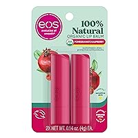 100% Natural & Organic Lip Balm- Pomegranate Raspberry, Dermatologist Recommended, All-Day Moisture Lip Care, 0.14 Oz, 2 Pack