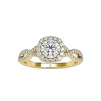 1/3 Carat Diamond and 3/4 Carat Moissanite Petite Twisted Vine Milgrain Halo Engagement Ring for Women in 14k Gold (I-J/G, SI1-SI2/VS2, cttw) Size 4 to 10.5 by VVS Gems