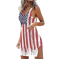 Spring and Summer in Europe and The United States Independence Day Flag Print A Swim Suites Womens Plus Size