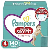 Diapers Size 4, 140 Count - Pampers Pull On Cruisers 360 degree Fit Disposable Baby Diapers with Stretchy Waistband, ONE MONTH SUPPLY (Packaging May Vary)