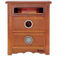 Dr Infrared Heater DR999, 1500W, Advanced Dual Heating System with Nightstand Design, Furniture-Grade Cabinet, Remote Control, Cherry