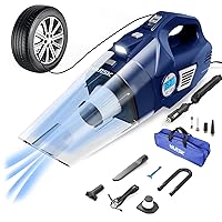 VARSK Car Vacuum Cleaner High Power, 4-in-1 Handheld Car Vacuum Portable Tire Inflator with LED Light and Digital Tire Pressure Gauge LCD Display, 12V DC, 15FT Cord, Car Gifts for Men Women