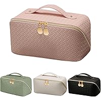 Makeup Bag - Cosmetic Bag, Waterproof Travel Makeup Bag, Makeup Bag Organizer with Multiple Layers, Large Capacity Cosmetic Bags for Women, 9.44“x 4.3”x 4.52”, PU Makeup Travel Bag - Pink