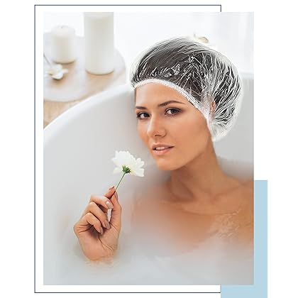 Disposable Shower Caps, 150 Pcs Plastic Shower Cap, Extra Large Thick Elastic Shower Caps for Women Disposable, Hair Cap for Shower Spa Salon Home Use(20inch)