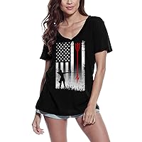 Women's Graphic T-Shirt V Neck Archery Hunting - Us Flag Eco-Friendly Ladies Limited Edition Short Sleeve