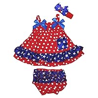 Petitebella Red Polka Dots Blue Stars Swing Top Bloomer Baby Outfit Nb-24m