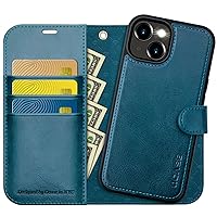 OCASE for iPhone 15 Detachable Wallet Case with Card Holder, [2 in 1] PU Leather Flip Folio Case with RFID Blocking Magnetic Stand Removable Shockproof Phone Cover 6.1 Inch, Peacock Blue