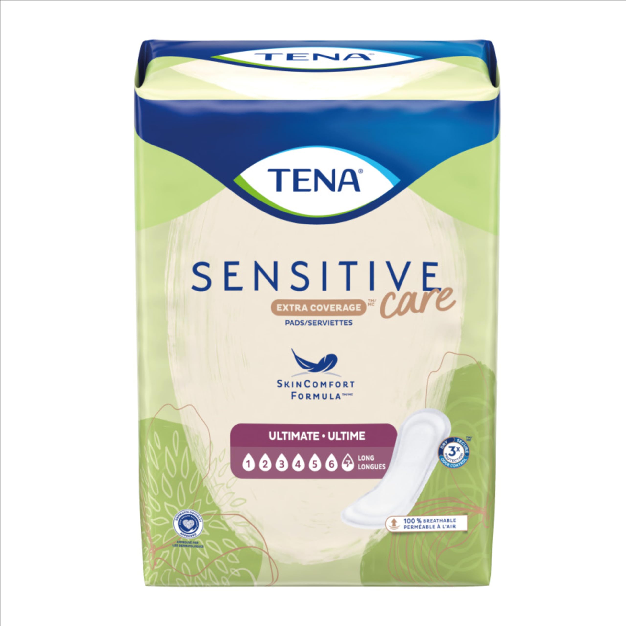 TENA Incontinence Pads, Bladder Control & Postpartum for Women, Ultimate Absorbency, Long Length, Sensitive Care - 52 Count