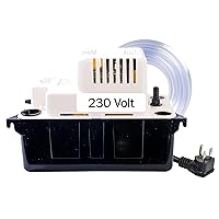 Little Giant VCMA-20ULST 230 Volt, 80 GPH, 1/30 HP Automatic Condensate Removal Pump with Safety Switch and Tubing, White/Black, 554461