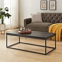 CENSI Black Marble Coffee Table/Ottoman Center Table for Living Room, 47
