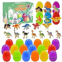 24 PCS Prefilled Easter Eggs, Easter Eggs Filled with Dinosaur Figures, Easter Basket Stuffers for Egg Hunt, for Girls Boys Easter Eggs Stuffers Easter Toys Bunny Easter Party Favor