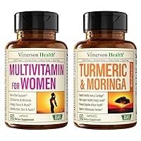 Vimerson Health Women’s Multivitamin & Turmeric Moringa Supplement for Immune Support, Energy, Mood, Hair, Skin, Nails, Joints and Digestion.
