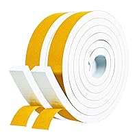 fowong White Foam Weather Stripping- 2 Rolls, 1 Inch Wide X 3/8 Inch Thick, AC Window Insulation High Density Adhesive Foam Seal Tape Neoprene Rubber Seal Strip, 6.5 Ft X 2, Total 13 Feet