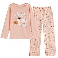 Vopmocld Young Girls Lovely Bunny Pajama Sets Cotton Long Sleeve Pjs Clothes Sleepwear Shirts