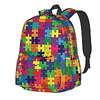 Autism Awareness Waterproof Backpack Adjustable Shoulder Straps Bag Large Capacity Casual Daypack Bookbag For Travel Work