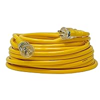 Yellow Jacket 2992 10/3 Extra Heavy-Duty 20-Amp Premium SJTW Contractor Extension Cord with Lighted T-Blade Plug; 100-Foot All Copper Wire Extension Cord; 20 Amps; 125 Volts; 2500 Watts; Yellow