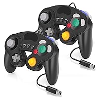 Wired Controller for GameCube Nintendo Switch, 2 Pack Wired Classic Game NGC Controllers for Wii Nintendo Super Smash Bros Ultimate with Turbo Function (Black)