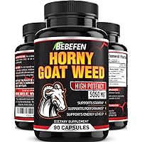 BEBEFEN Horny Goat Weed Capsules - 5050mg Formula Pills with Black Pepper Extract - 90 Capsules Horny Goat Weed Pills for Supports Energy & Performance - 3 Month Supply