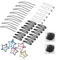 Snap Hair clips hair style accessories kits for girl women ballet dance U shaped hair pins Bobby clips,43pcs (Black, 2.5 inch kit)