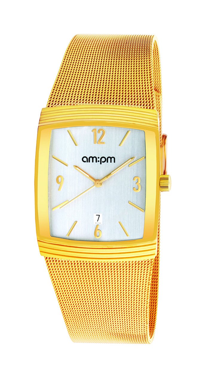 AM:PM Men's PD134-G160 Yellow IP Steel Case Yellow IP Steel Bracelet Quartz Watch