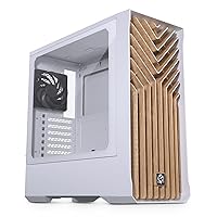 MagniumGear (MG-NE523A_WT06W) Neo Air 2 ATX Mid-Tower, High Airflow Wood Texture Front Panel Design, 4X 120 Black Fans, D-RGB M/B Adapter, Tempered Glass, White