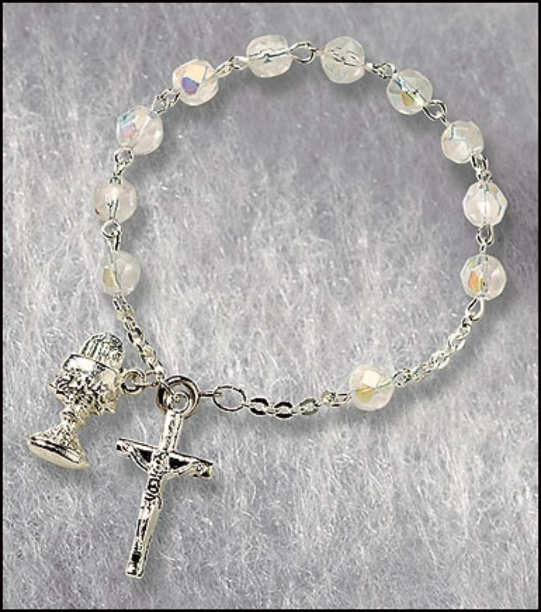 My First Communion Godparent Gift, Rosary Bracelet for Catholic Girls, Women, 7 Inch