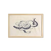 Ambesonne Octopus Wall Art with Frame, Hand Drawn Style Animal Illustration with Grunge Effect and Antique Style, Printed Fabric Poster for Bathroom Living Room Dorms, 35