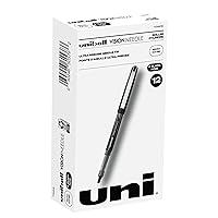 Uniball Vision Needle Rollerball Pens, Black Pens Pack of 12, Micro Pens with 0.5mm Ink, Ink Black Pen, Pens Fine Point Smooth Writing Pens, Bulk Pens, and Office Supplies