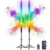 2 Pack Tube Light 85cm Handheld LED Tube Lights with Retractable Tripods, Music Mode, 500 Vivid Effects, for DJ Lighting, Dance Club and Photography，Light Painting，YouTube，Night Bar, Party