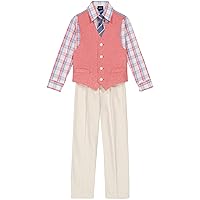 IZOD Boys' 4-Piece Set with Collared Dress Shirt, Tie, Vest, and Pants