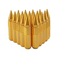 JDMSPEED New Gold 20PCS M12X1.5 Cap Spiked Extended Tuner 60mm Aluminum Wheels Rims Lug Nuts