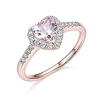 Amazon Essentials 18 Karat Rose Gold Over Sterling Silver Created Pink Sapphire and 1/5th Carat Total Weight Lab Grown Diamond Heart Halo Ring, Size 7 (previously Amazon Collection)