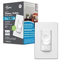 GE CYNC Smart Light Dimmer Switch & Motion Sensor, Neutral Wire Required Light Switch, 2.4 GHz WiFi Works with Amazon Alexa and Google Home, White