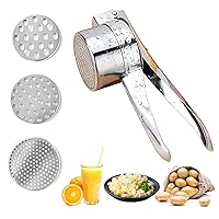 Potato Masher Potato Ricer Stainless Steel Professional, With 3 Interchangeable Filters For Fine, Making Fluffy Mashed Potatoes, Suitable For Fruit, Baby Food Ricer For Potato Ricer