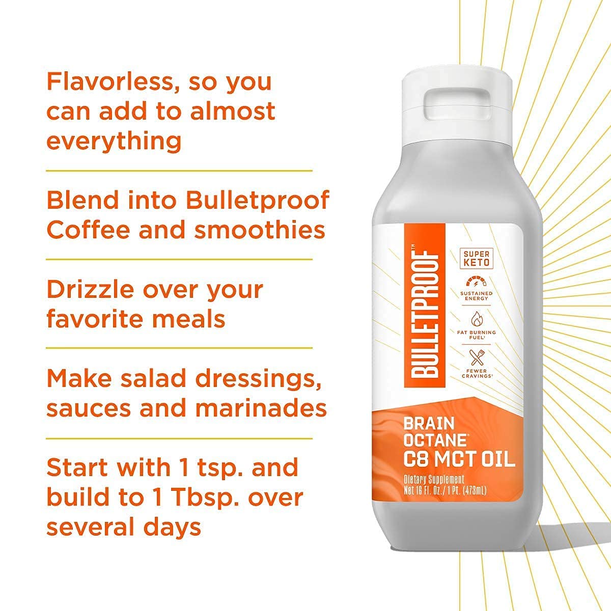 Bulletproof Brain Octane Premium C8 MCT Oil from Non-GMO Coconuts Plus Grass-fed Ghee Bundle, Keto Supplement for Sustained Energy, Appetite Control and Energy, Great for Coffee and Cooking