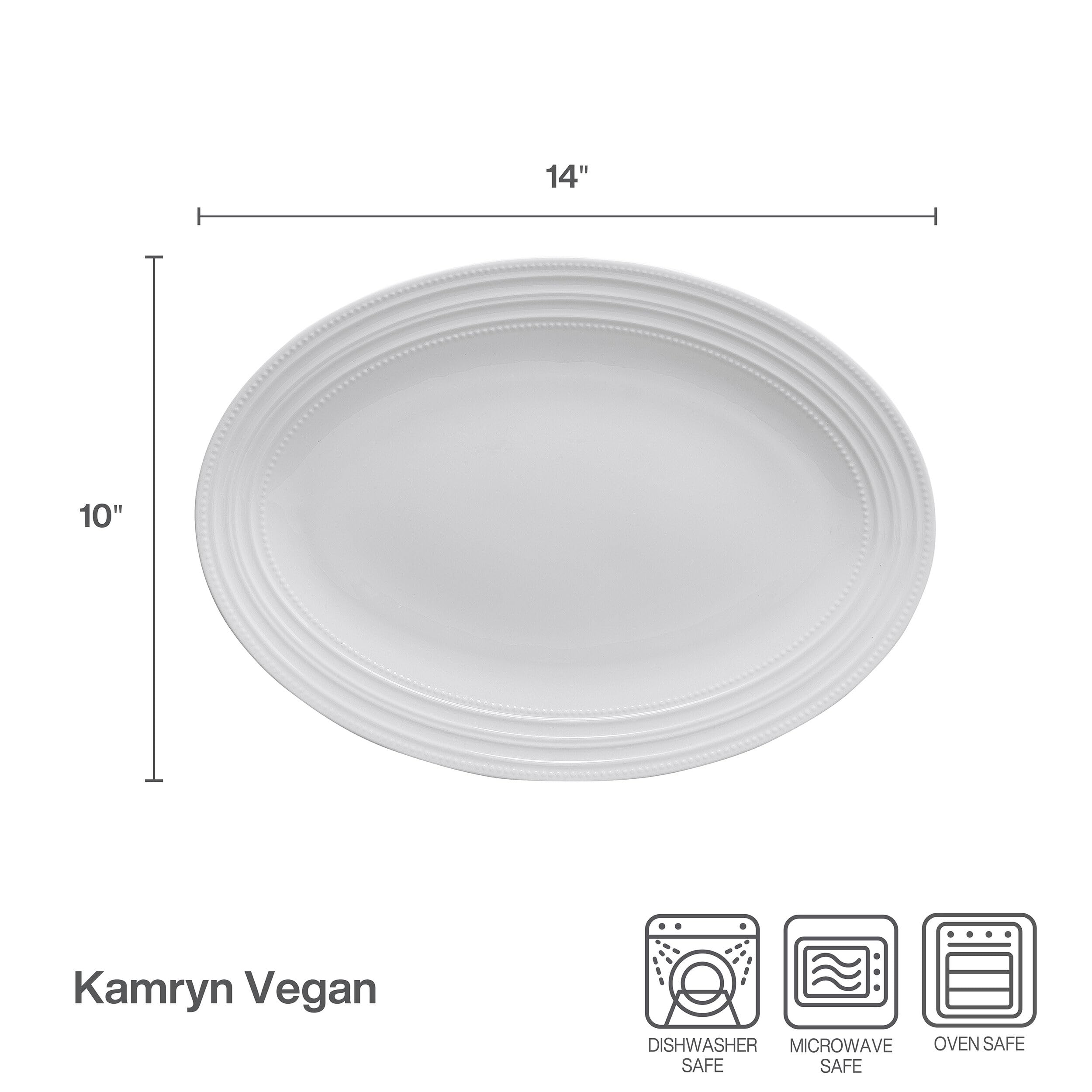 Mikasa Kamryn Vegan Bone China Lightweight Oval Platter, 14 Inch