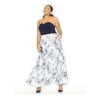 Speechless Women's Dress Floral-Print Strapless Ball Gown Blue 16