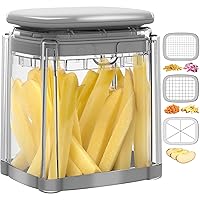 French Fry Cutter, Solucky 3 in 1 Onion Potato Cutter, Professional Homestyle Vegetable Chopper Dicer Apple Slicer, Great for Potatoes Carrots Cucumbers Zucchini Peppers 3 Blades